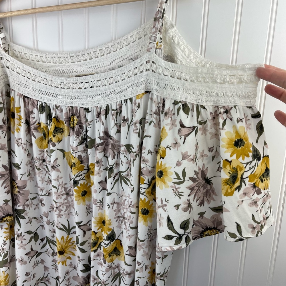 Torrid Stretch Challis Crochet Yellow Floral Off Shoulder Top Size 4X - Picture 7 of 12
